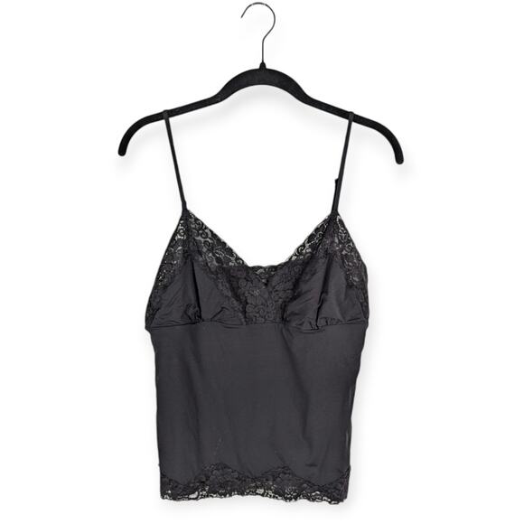 VTG PINK Black Lace Trimmed Y2K Grunge Babydoll Spaghetti Strap Cami Size Large‎ - Picture 1 of 6